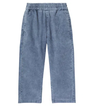 Molo Kids' Aster Corduroy Straight Pants In Blue