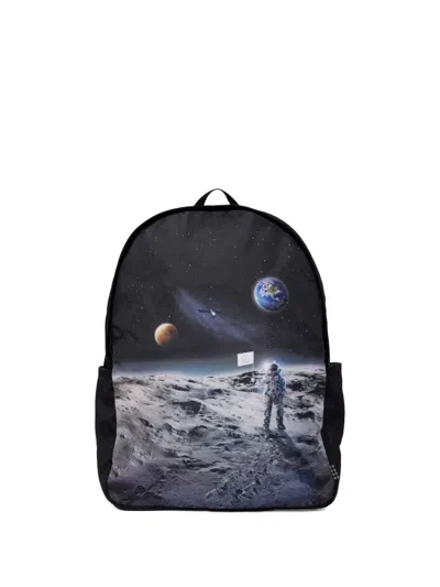 Molo Kids' Astronaut-print Backpack In Black
