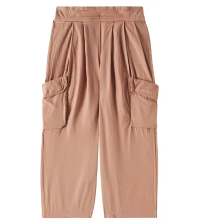 Molo Kids' Audie Cotton Cargo Pants In Brown