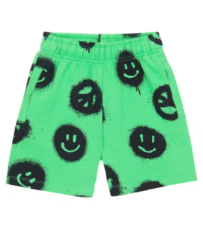 Molo Kids' Avart Printed Cotton Shorts In Verde