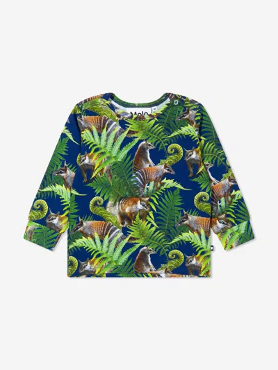 Molo Babies' Graphic-print Crew-neck T-shirt In Green
