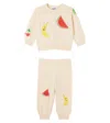 Molo Baby Brody Cotton Cardigan And Pants Set In Cute Fruits