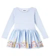 Molo Girl's Candi Poplin-skirt Dress In Blue