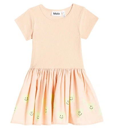 Molo Baby Carin Printed Cotton Dress In Line Of Hearts