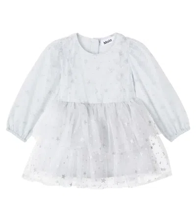 Molo Baby Claudette Glitter Tulle Dress In Gray