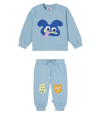 Molo Baby Disc And Simeon Sweatshirt And Sweatpants Set In Blue