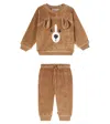 Molo Baby Doggy Sweatshirt And Sweatpants Set In Brown
