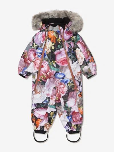 Molo Baby Girls Floral Print Snowsuit 9 Mths Pink