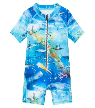 Molo Baby Neka Printed Rashguard Swimsuit In Blau