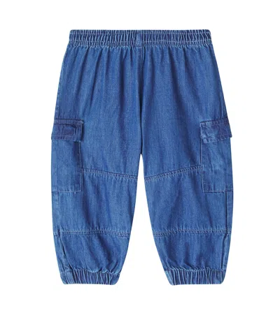 Molo Kids' Baby Sae Cotton Chambray Cargo Pants In Blue