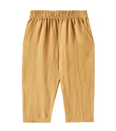 Molo Baby Sois Linen And Cotton Pants In Yellow