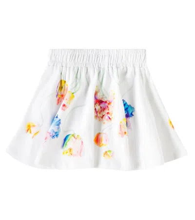 Molo Kids' Barbera Floral Cotton Skirt In White