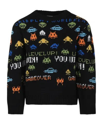 Molo Kids' Barri Pullover Mit Pixel-jacquard In Black