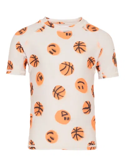 Molo Kids' Basketball-graphic Sun-protection T-shirt In Neutral