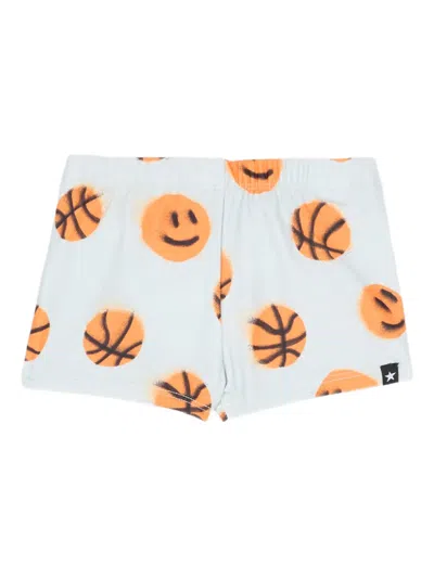 Molo Babies' Basketball-print Swim Shorts In Blue