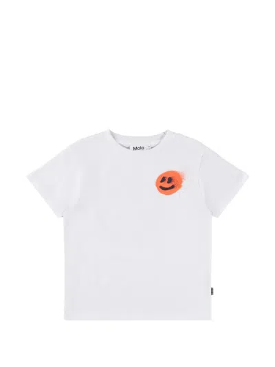 Molo Kids' Basketball-print T-shirt In White
