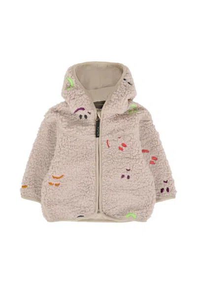 Molo Beige Coat For Babykids With Smiley In Brown