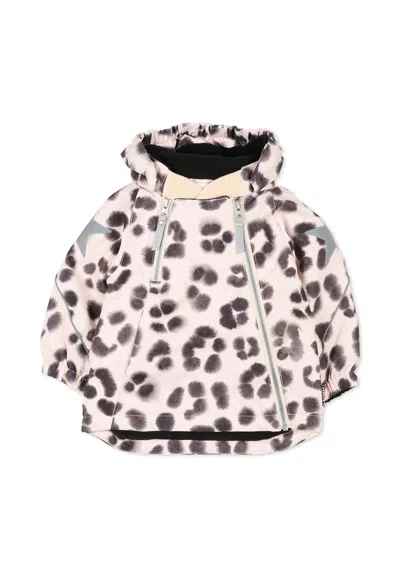 Molo Kids' Beige Down Snow Jacket For Baby Girl With Print In Brown