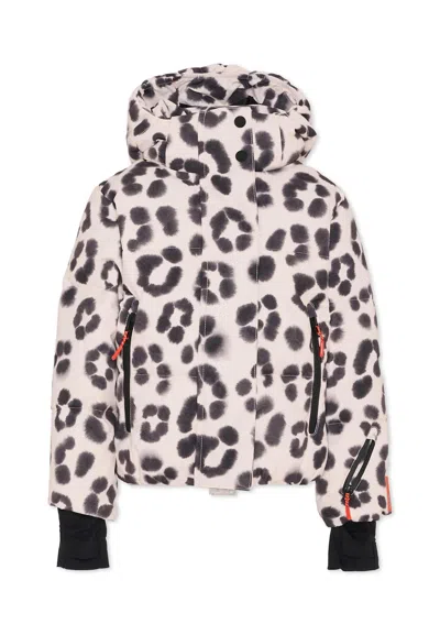 Molo Kids' Beige Down Snow Jacket For Girl With Print In Multi