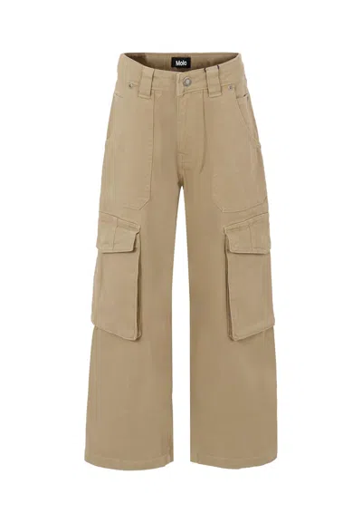 Molo Kids' Beige Five-pocket Trousers In Brown