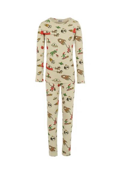 MOLO BEIGE PAJAMAS FOR BOY WITH CHRISTMAS ALIEN