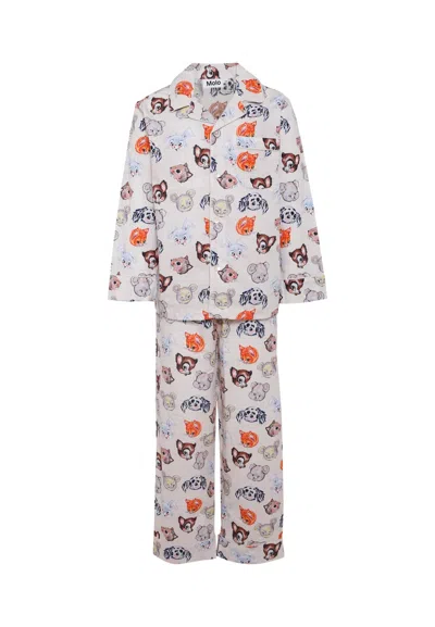 Molo Kids' Beige Pyjamas For Girl With Animal In Multi