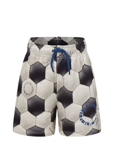 Molo Kids' Beige Shorts For Boy With Football Print In White