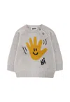 Molo Beige Sweater For Babykids With Hand In Gray