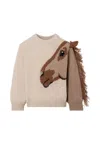 Molo Beige Sweater For Girl With Horse In Brown