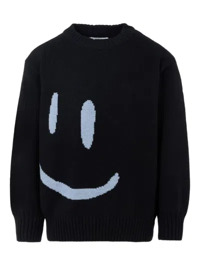 Molo Kids' Bello Smiley-face Knit Sweater In Black