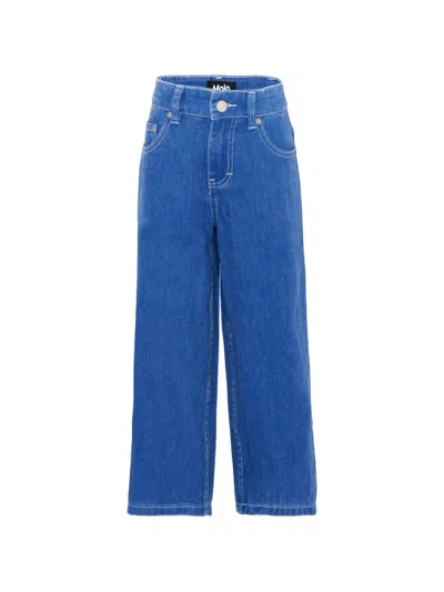 Molo Kids' Belt-loop Buttoned Jeans In Blue