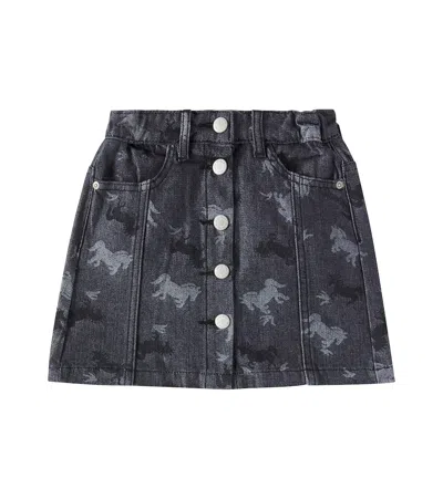 Molo Kids' Bera Jacquard Denim Skirt In Gray