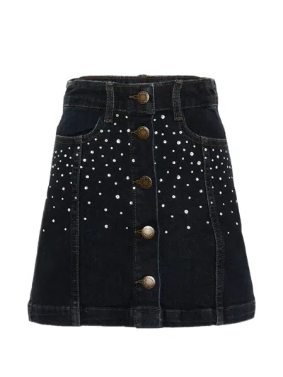 Molo Kids' Bera Rhinestone-embellished Button-front Skirt In Blue