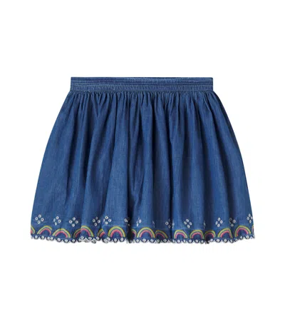 Molo Kids' Bernie Cotton Chambray Skirt In Blue