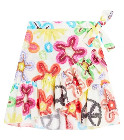 Molo Kids' Bina Printed Ruffled Cotton Skirt In Multicoloured