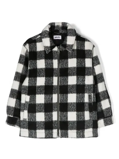 Molo Kids' Hasse Check-pattern Jacket In Black,white