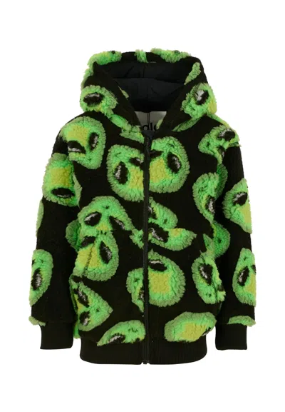 Molo Kids' Black Down Jacket For Boy With Alien