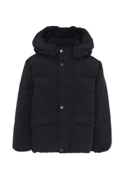 Molo Black Down Jacket For Kids With Logo In Blue