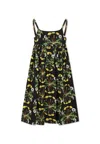 Molo Black Dress For Girl With Flowers In Black
