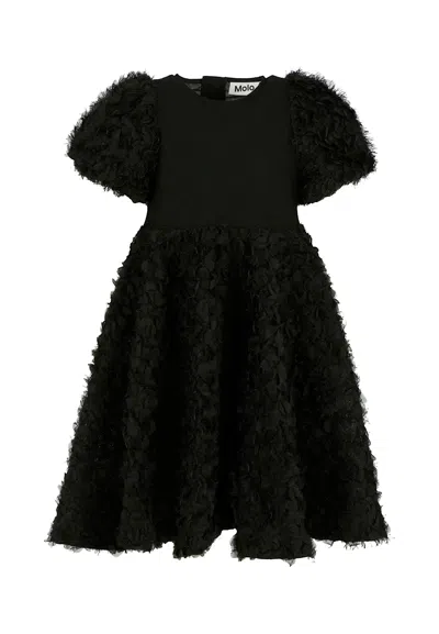 Molo Kids' Black Dress For Girl With Petals