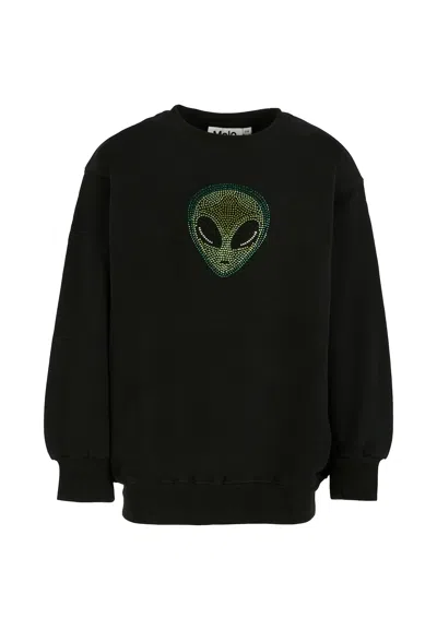 MOLO BLACK MONTI SWEATSHIRT FOR BOY WITH ALIEN
