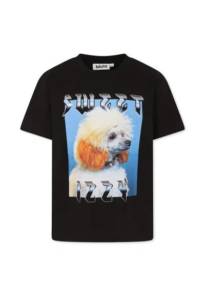 Molo Black T-shirt For Kids With Print