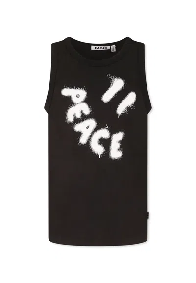 Molo Kids' Black Tank Top For Boy With Writing