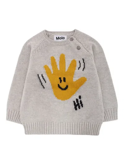 Molo Babies' Bless Smiley-face Jumper In Gray