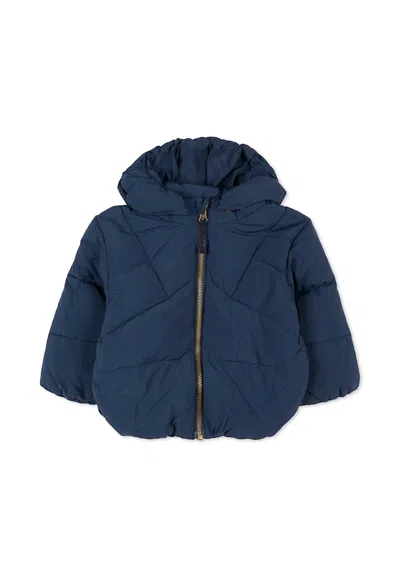 Molo Blue Down Jacket For Baby Boy With Smiley