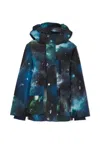 Molo Blue Down Snow Jacket For Boy With Space Print In Blue