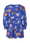 Molo Blue Dress For Girl With Animal In Blue