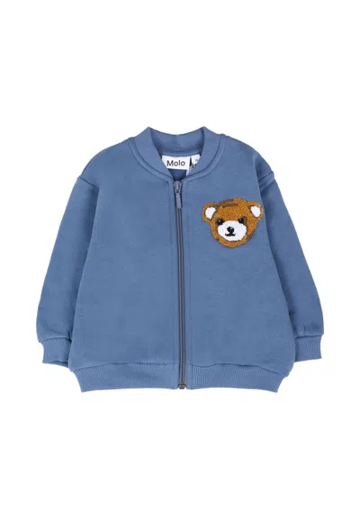 Molo Blue Sweatshirt For Baby Boy With Bear