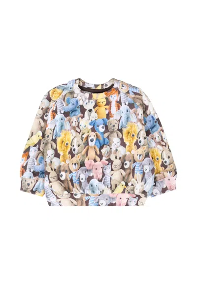 Molo Blue Sweatshirt For Baby Boy With Bear In Multi