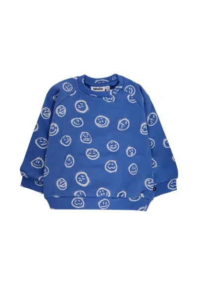 Molo Blue Sweatshirt For Baby Boy With Smiley